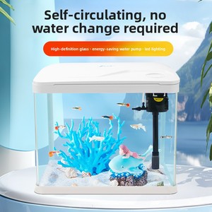Filtre supérieur d'aquarium JSD intelligent 5L à faible bruit avec circulation intégrée et éco-aquascape, en verre incurvé HD, idéal pour chambre et bureau modernes - Product Image 6