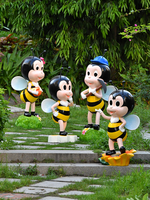 Vente pour extérieur ferme parc moderne Pop Art ornement dessin animé abeille fibre de verre Animal abeille Statue Sculpture