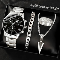 Ensemble de montres de luxe pour homme, montre-bracelet à quartz avec calendrier à 6 aiguilles, comprend un bracelet et un collier, personnalisable