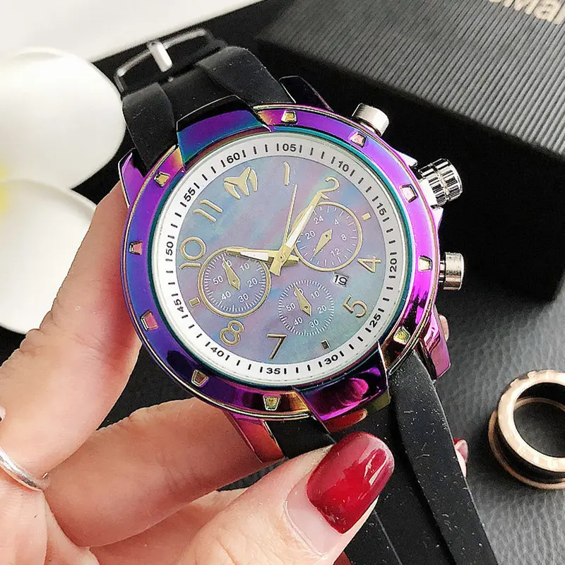 New Rubber Jelly Silicone Sports Watch Arabic Numerals Three-needle Chronograph Decoration Mes Techno Marine Watch Fast Delivery