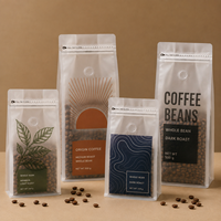 Gravure personnalisée imprimée 250g 500g 1kg 12oz sacs de grains de café à gousset à fond plat avec fermeture à glissière emballage refermable pour lait/sushi