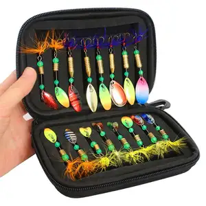 WEIHE Señuelos de Pesca Spinners, Juego de Cucharas con Bolsa de Aparejos, Trucha, Lubina, Salmón, Lucio, Walleye, Señuelos de Pesca de Trucha, 16 Unidades