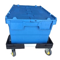 Boîte de rangement pour la cuisine et l'entrepôt avec couvercle à charnières, coins renforcés, empilable, bleue, prix de gros, caisse de rangement en plastique