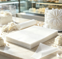 Papier Wafer Comestible A4 100 Feuilles 0,35 mm Vente en Gros Direct Usine en Vrac Fournisseur B2B OEM en Stock Décoration de Gâteau Dessert