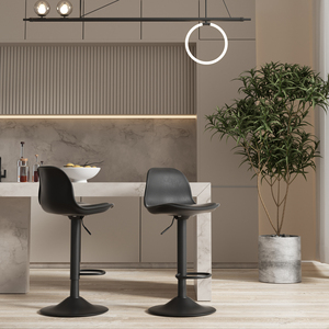 Modern PU Leather Commercial Bar <b>Stools</b> with <b>Wood</b> Frame Adjustable Height Metal Base for Home Bar and Outdoor Use - Product Image 4