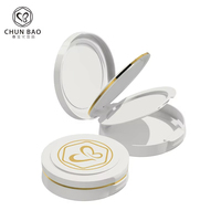 Boîte à poudre compacte vide à double couche de 25g en plastique avec miroir et applicateur de poudre, emballage cosmétique