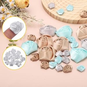 Fleurs en tissu 4D faites à la main Atin Ribbon Rose pour la décoration de <span class=keywords><strong>mariage</strong></span> <span class=keywords><strong>DIY</strong></span>, l'emballage cadeau, les bandeaux, les épingles à cheveux, les nœuds, les travaux manuels et les appliques de couture - Product Image 2