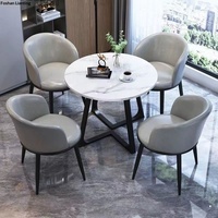 Ensemble table et chaises de salle à manger en marbre de style italien, 4 places, écologique, durable, pour cafés, salons de thé, bureaux de réception