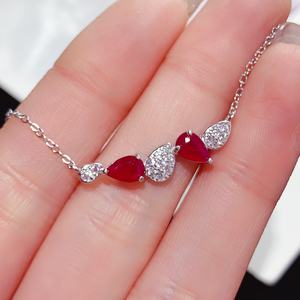 Collana con Pendente di Lusso in Argento Intarsiato con <span class=keywords><strong>Rubino</strong></span> Naturale, Placcato Oro 18K, Fiore con Perla d'Acqua Dolce, Regalo per Fidanzamento e Matrimonio - Product Image 3