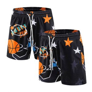 Shorts de sport personnalisés en mesh respirant à séchage rapide, imprimés par sublimation à 5 points par transfert thermique, motif short chaud pour l'entraînement de basketball - Product Image 4