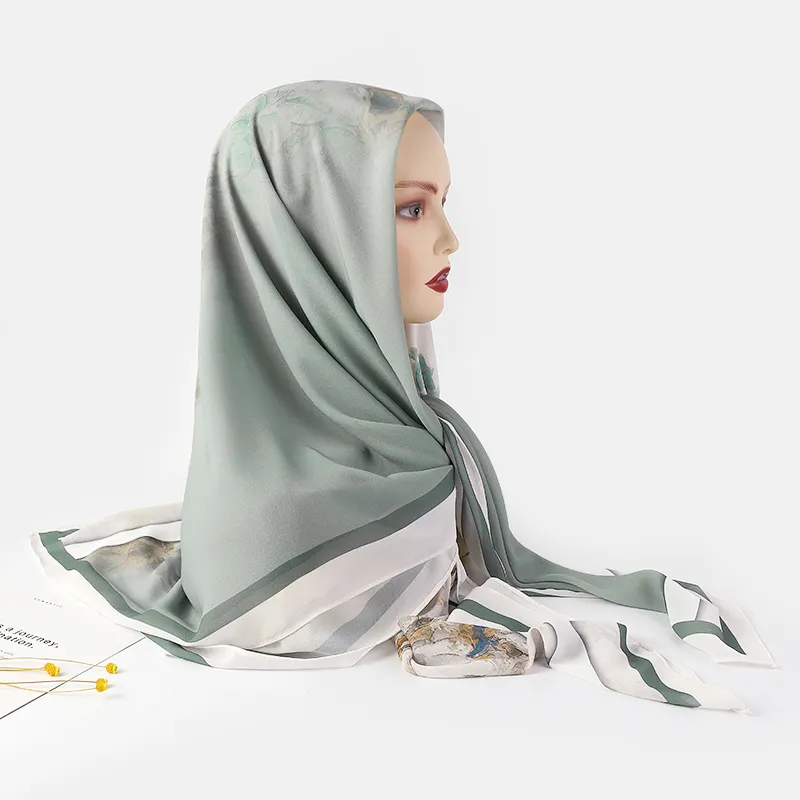 Jilbab persegi cetak Voile katun Premium kustom Tudung Bawal kualitas tinggi 2024 jilbab jilbab panas 110x110