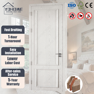 Puertas Interiores de Madera Abatibles Estándar Europeo para Dormitorio, Puerta Interior Moderna de Madera Lisa - Product Image 1