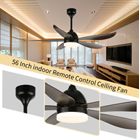 Ventilateur décoratif d'intérieur 56 pouces avec télécommande, alimentation électrique, pales en ABS, ventilateur de plafond avec kit d'éclairage LED intégré
