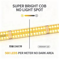 Bande lumineuse LED COB flexible 220V, auto-adhésive en silicone souple Ra80-90, éclairage d'ambiance chaud/blanc pour plafonds et salons
