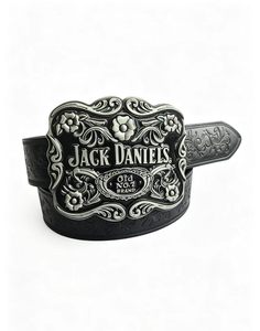 Hebilla de cinturón ancha de aleación con grabado floral retro <span class=keywords><strong>Jack</strong></span> <span class=keywords><strong>Daniel</strong></span>'s No.7, accesorio vaquero de cuero negro completo para hombre y mujer - Product Image 6