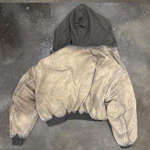 Felpa con Cappuccio Personalizzabile 100% Cotone Stile Retrò Streetwear con Lavaggio Spray Effetto Invecchiato e Design Artigianale Patchwork - Product Image 3