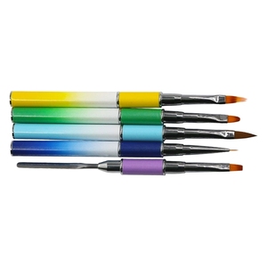Pinceaux à ongles double embout ombré, double tête, pointe plate et ronde, manche en métal, stylo professionnel pour la décoration des ongles en acrylique - Product Image 2