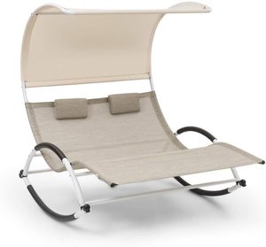 Chaise <span class=keywords><strong>de</strong></span> camping pour cour extérieure, parasol <span class=keywords><strong>de</strong></span> <span class=keywords><strong>jardin</strong></span>, chaise longue double, parasol double, <span class=keywords><strong>lit</strong></span> suspendu pour <span class=keywords><strong>2</strong></span> <span class=keywords><strong>personnes</strong></span> - Product Image 4