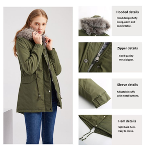 Veste d'hiver chaude pour <span class=keywords><strong>femme</strong></span>, manteau doublé en <span class=keywords><strong>polaire</strong></span>, <span class=keywords><strong>Parka</strong></span> avec fourrure à capuche, veste chaude pour <span class=keywords><strong>femme</strong></span> - Product Image 6
