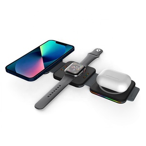 Teléfono móvil inteligente <span class=keywords><strong>15W</strong></span> soporte de carga <span class=keywords><strong>inalámbrico</strong></span> rápido RGB luz plegable magnético 3 en 1 <span class=keywords><strong>cargador</strong></span> <span class=keywords><strong>inalámbrico</strong></span> para iPhone <span class=keywords><strong>Samsung</strong></span> - Product Image 1