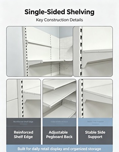 Heavy Duty Gondola Supermarket Shelving 6 Tier Metal Grid <b>Rack</b> With Back Freestanding Retail Store Display <b>Shelves</b> Epoxy Coated - Product Image 5