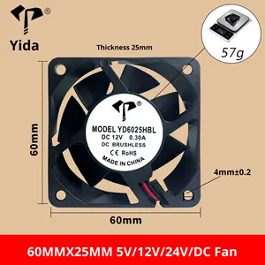 Ventilador de Resfriamento Yida DC6025 6cm, Umidificador, Fonte de Alimentação Silenciosa de 12V <span class=keywords><strong>DC</strong></span>, Equipamento de Conversão de Frequência 60x60x25mm - Product Image 4
