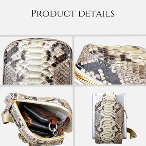 OEM ODM Personalizado de Lujo Real Genuino <span class=keywords><strong>Piel</strong></span> de Serpiente de Cuero Pequeño Mujeres Hombres Unisex Crossbody Hombro Sling Pecho Bolsas - Product Image 4