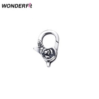 Fermoir de homard floral rose en argent sterling oxydé, résultats de bijoux de fleurs romantiques pour bracelet