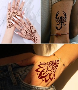 Juego de <span class=keywords><strong>Plantillas</strong></span> para Tatuajes de Henna, 28 Hojas para Manos y Antebrazos, <span class=keywords><strong>Plantillas</strong></span> para Aerógrafo DIY - Product Image 5