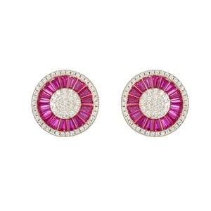 Orecchini a Perno in Argento Sterling 925 con <span class=keywords><strong>Zirconia</strong></span> Cubica e Rubino Placcato Oro, Gioielli di Moda per Donna, Personalizzabili ODM, Ideali come Regalo - Product Image 1