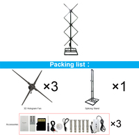 Kipas Hologram 3D 100cm 1*3 Human Splicing Total Solution dengan Rak dan Kotak 2500 Nits 4K untuk Tampilan Video Wall Kipas Holografik 3D