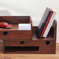 Boîte de rangement de bureau en bois, organisateur de bureau, 2 tiroirs de rangement, stylo, démontable, à assembler, rectangulaire, naturel, pour la maison et le bureau