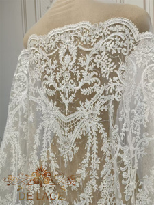 Delace YCM Phong Cách Châu Âu Lớn Hoa Ren Sequins Vải Tự Làm Wedding Dress Tulle Ren Vải - Product Image 6