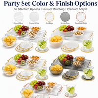Plateau de service personnalisé en acrylique usiné CNC, bols, sous-verres, poignées dorées, décor transparent comme du cristal, services de fraisage et de perçage