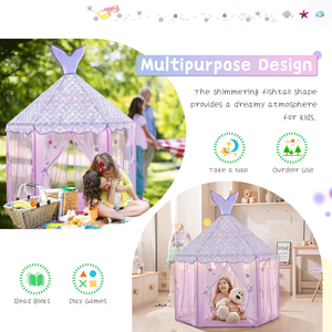 Carpa de Juego Infantil con Diseño Hexagonal, Color Morado, Plegable y Portátil, Tipo Castillo de Princesa - Product Image 5