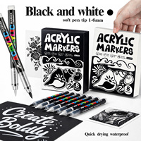 Lot de 8 marqueurs de peinture acrylique blanche en gros, encre liquide, pointe pinceau fibre, stylos surligneurs en vrac pour papier noir et graffiti