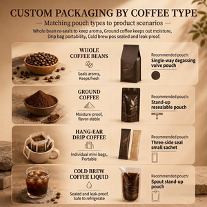 บรรจุภัณฑ์กาแฟแบบกำหนดเองจากผู้ผลิต ถุงกาแฟแบบตั้งได้ ก้นแบน ปิดผนึกกันความชื้น พร้อมวาล์วและซิป - Product Image 2
