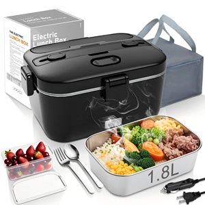 12V 24V Car Truck Electric Lunch Box 100W Fast <b>Heating</b> 1.8L Stainless Steel Portable Food Warmer Container for Adults - Product Image 1