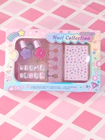 Ensemble mignon d'art d'ongle d'enfants pour les filles 2 polit des autocollants d'ongles à presser avec un design amusant