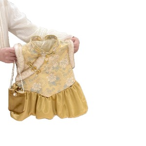 Tongxingyuan Baby Girls Chinese Style Vest Dress Winter New Year Outfit Traditional Clothing First Birthday Wear - Product Image 5