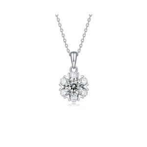 Moissanite Collane con ciondolo di diamanti da donna 2.0 CT 925 in argento Sterling collana con fiocco di neve D colore VVS1 con taglio rotondo gioielli - Product Image 3