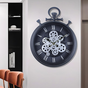Horloge murale vintage <span class=keywords><strong>à</strong></span> engrenages rotatifs Chiffres romains Numérique Salon <span class=keywords><strong>Salle</strong></span> <span class=keywords><strong>à</strong></span> <span class=keywords><strong>manger</strong></span> Art mural Horloge - Product Image 2