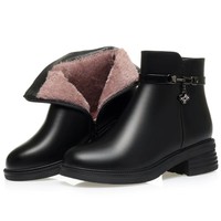 Vente en gros de bottines noires de bonne qualité pour femmes chaussures confortables en fourrure avec fermeture éclair pour femmes