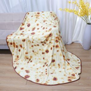 Manta de franela de <span class=keywords><strong>Pizza</strong></span> creativa Circular de alta calidad tejida impresa Linda portátil para viajes en casa precio al por mayor de fábrica - Product Image 2