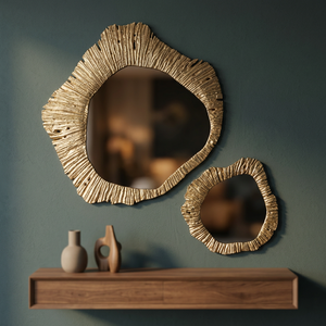Irregular Brass Wall <b>Mirror</b> Handmade Decorative Framed Edge Bohemian Style 6mm Thickness - Product Image 3