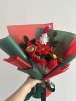 Buket Bunga Rajut Tangan Romantis, Hadiah Rajutan untuk Pernikahan, Hari Valentine, Natal, Dekorasi Bunga Buatan Grosir