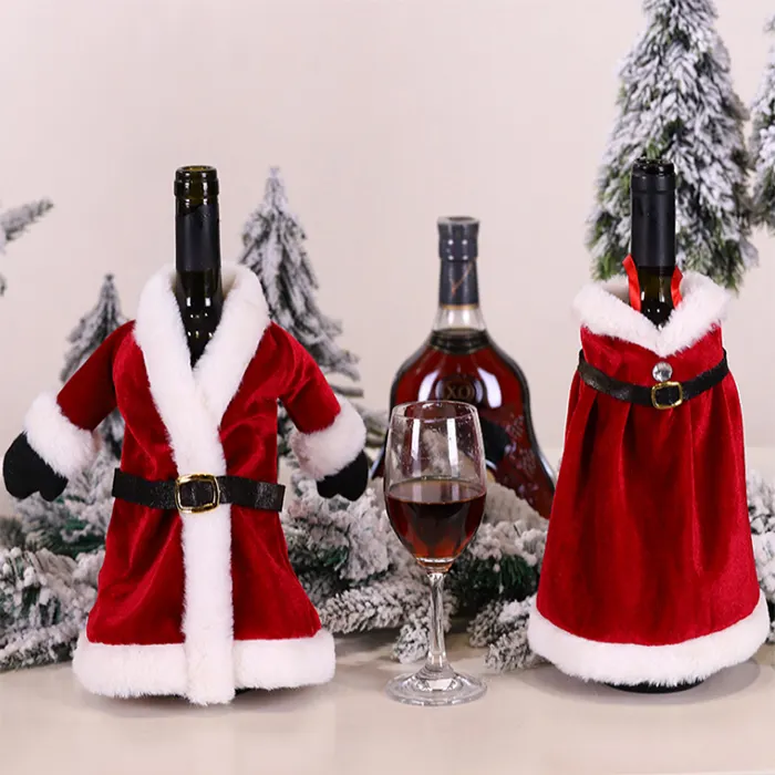 Noel hediyesi <span class=keywords><strong>artware</strong></span> kırmızı şarap şişesi kapağı şişe kumaş