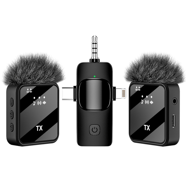 Portable F11 Wireless Lavalier Microphone 6-8 Hours Battery Life 30m Transmission 3.5mm/Type-C Connector for Video Recording