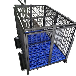 Heavy duty dog kennel with customization size classical iron black double door dog cage factory stocks iron cage