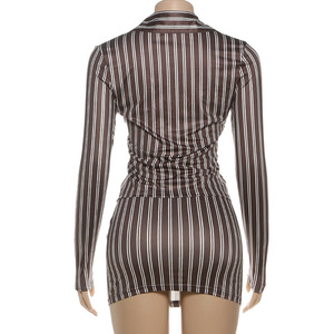Completo gonna due pezzi <span class=keywords><strong>sexy</strong></span> da <span class=keywords><strong>donna</strong></span>, top a maniche lunghe a righe con bottoni e minigonna, abito coordinato <span class=keywords><strong>per</strong></span> <span class=keywords><strong>donna</strong></span> 2026 - Product Image 6